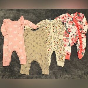Baby Girl 3-6 month Sleeper Jumper No Footies Bundle